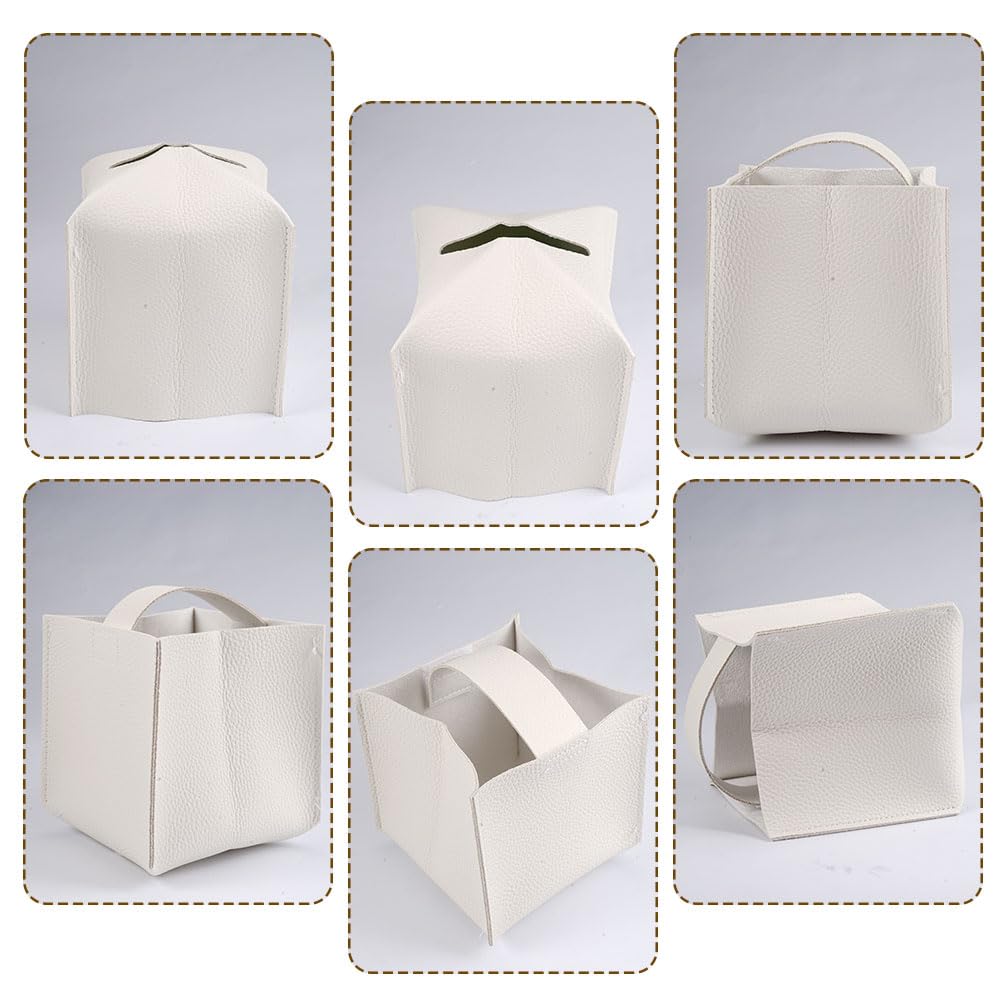 2 Portafazzoletti In Pelle PU Quadrati - Design Moderno Con Cintura Inferiore, Per Bagno E Casa - Foto 9