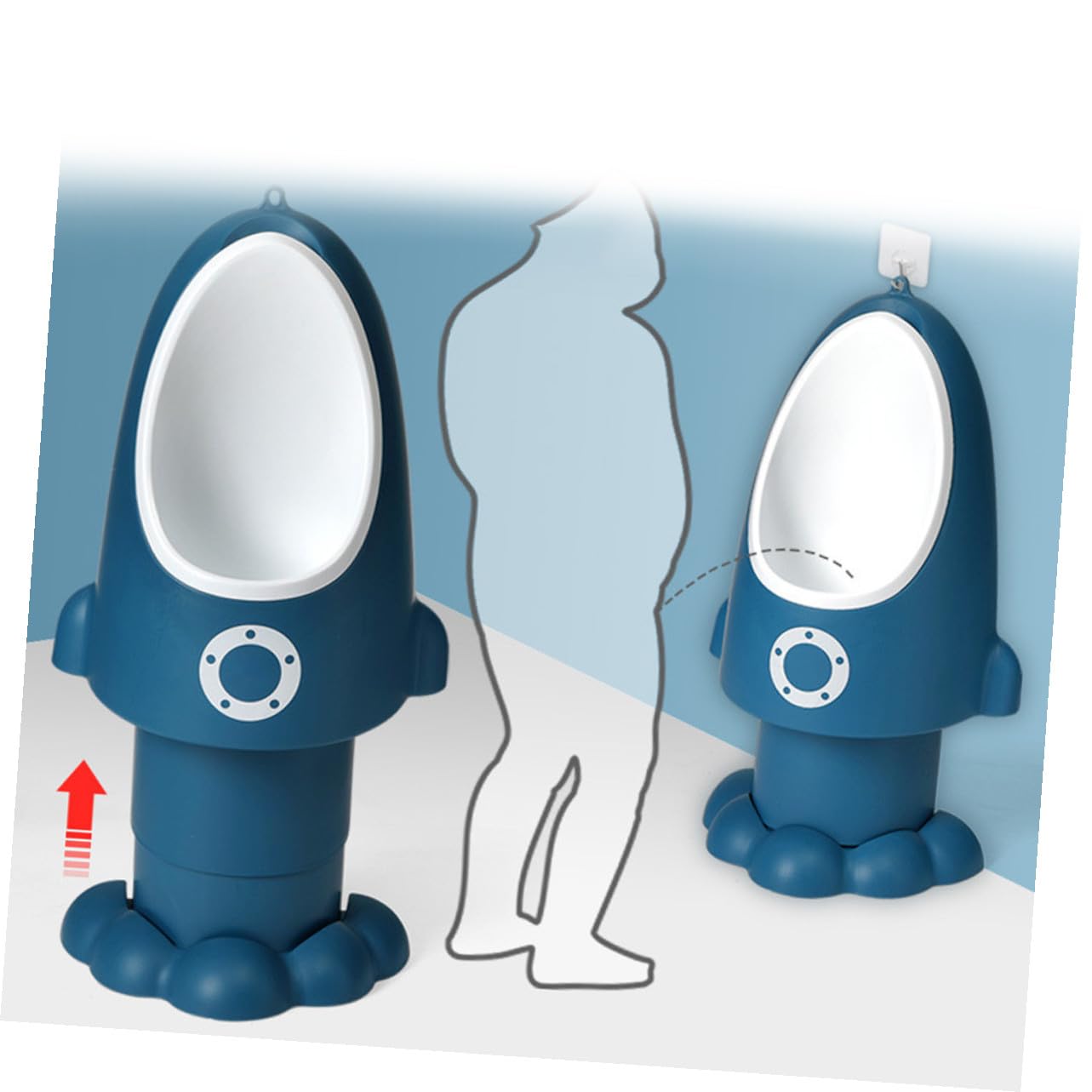 Adjustable Rocket-Shaped Boys Urinal Potty Toilet Training Seat for Easy to Clean Potty with Cute Cartoon Design for Independent Standing Use