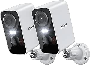 ieGeek Security Cameras Wireless Outdoor 2-Pack, 2K WiFi Surveillance Camera for Home Security, Battery Powered Security Cameras with Siren & Spotlight, AI Detection, IP65 Waterproof, Works with Alexa asin的图片