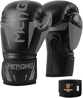 HUIOP Luvas de boxe com alças de apoio de pulso Kick Boxing Muay Thai Punching Training Bag Luvas Ajustáveis Handwraps Esportes ao ar livre Luvas de boxe Equipamento para boxe saco de soco Almofadas d