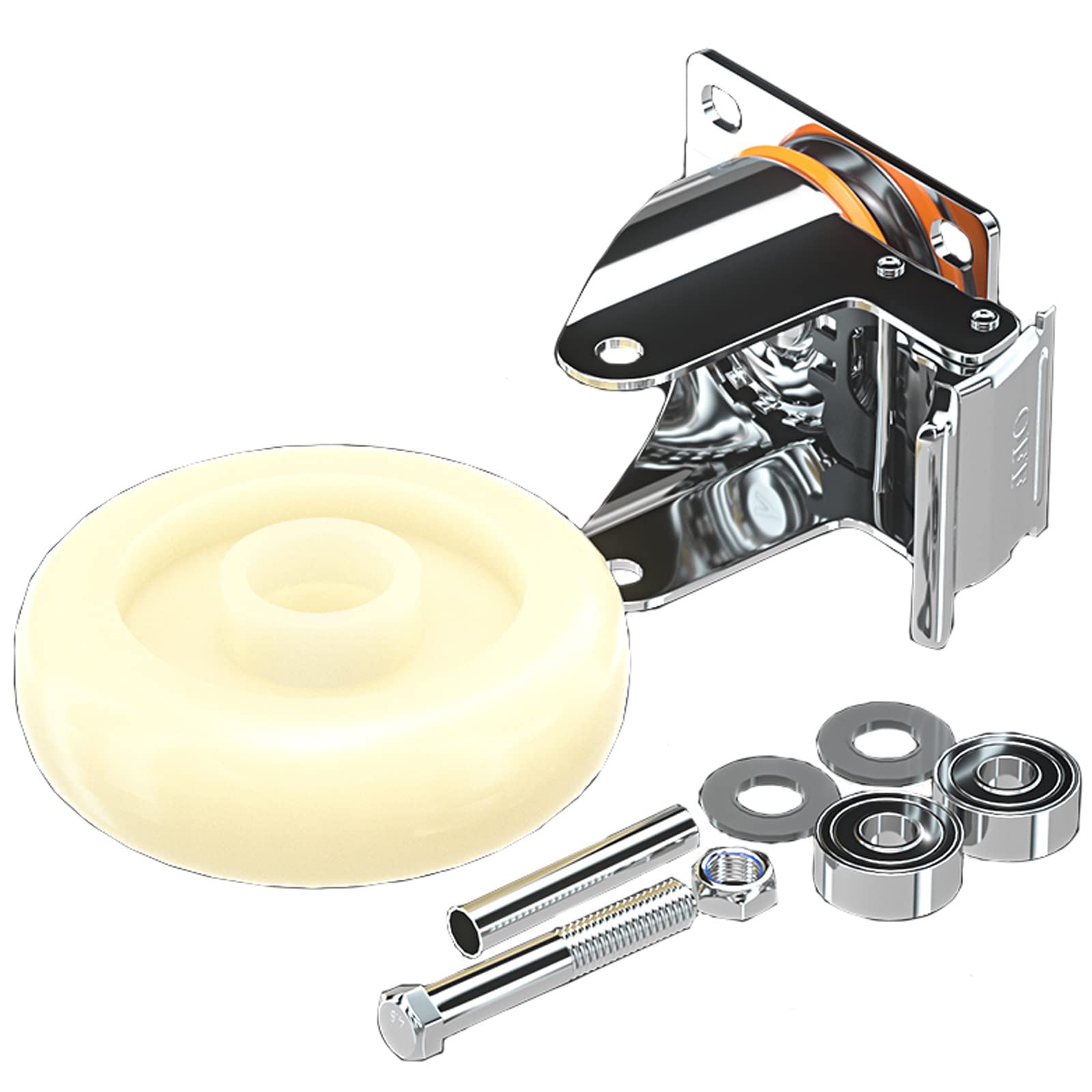 Set di 4 Ruote piroettanti silenziose in Nylon Resistente per carrelli industriali, con Freno e Cuscinetti a Sfera, Ideali per banchi da Lavoro, mobili e Uso Commerciale.