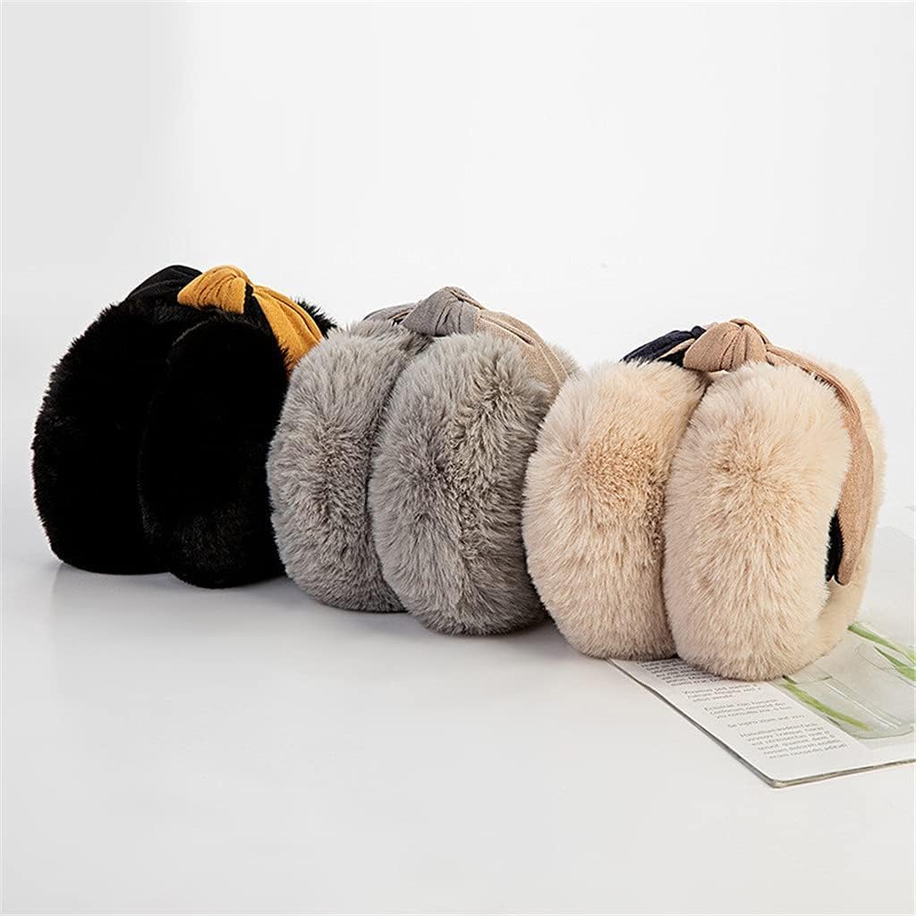 ZUMAHA Foldable Cover Earphones Concise Earmuffs Outdoor Ear Muffs Bowknot Thick Plush Ear Warm Fluffy Patchwork Headphone