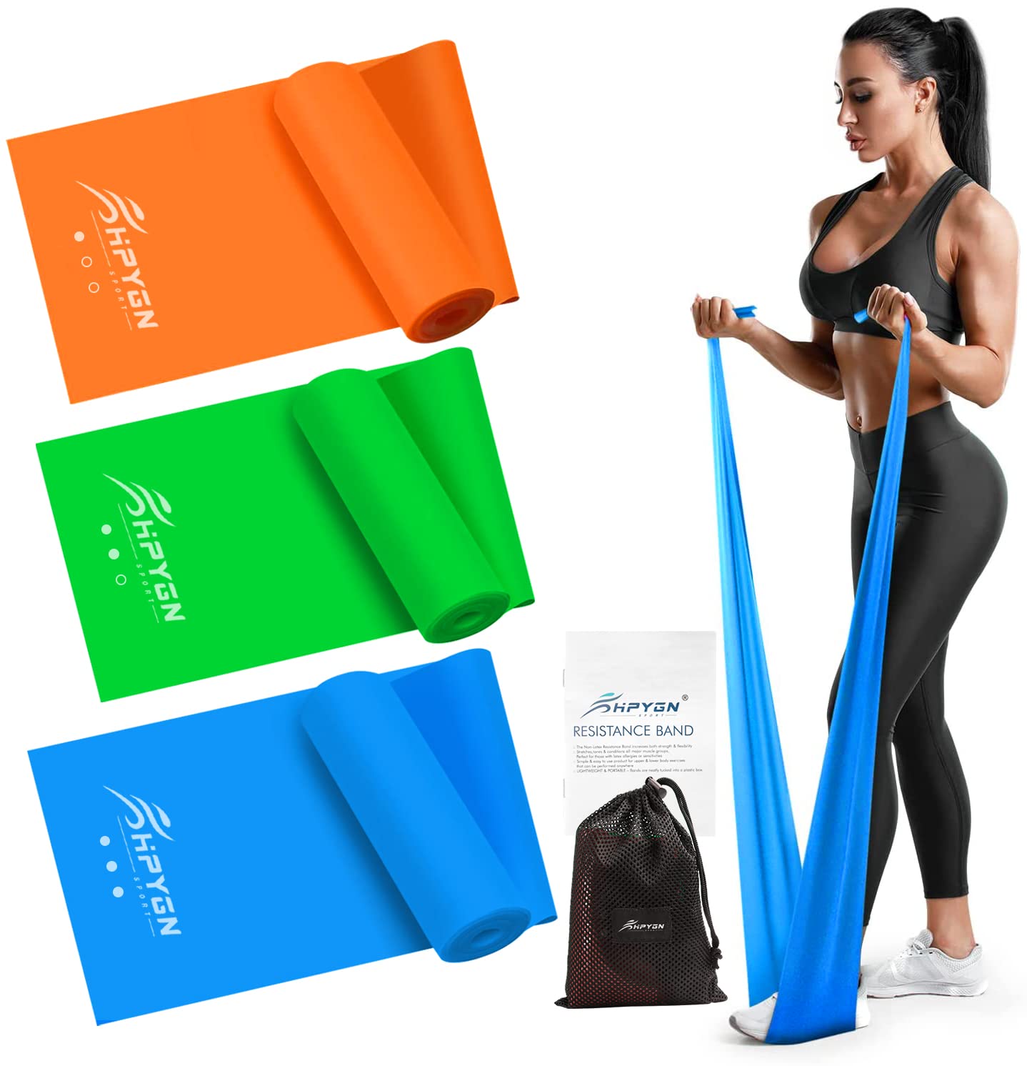 Resistance Bands, Exercise Bands, Physical Therapy Bands for Strength Training, Yoga, Pilates, Stretch Elastic Band with Different Strengths, Workout Bands for Home Gym