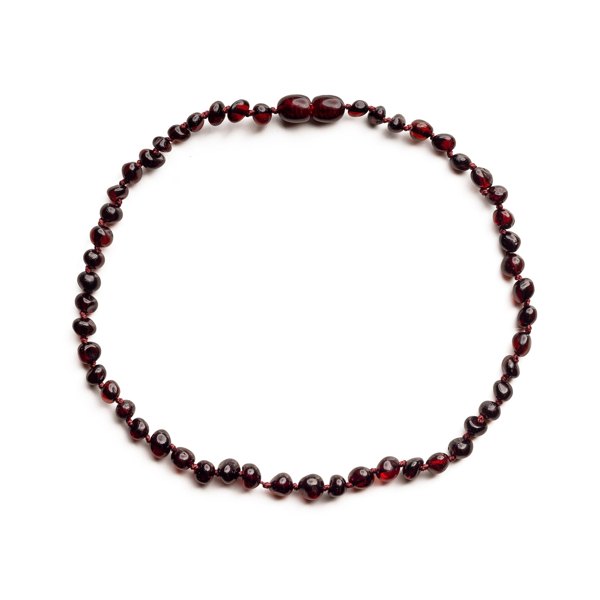 Baltic Proud Amber Necklace for Women and Men (Authentic, Certified) - 18 inches, Cherry (Polished) - Unisex Amber Jewelry for Adults - Bead Necklace