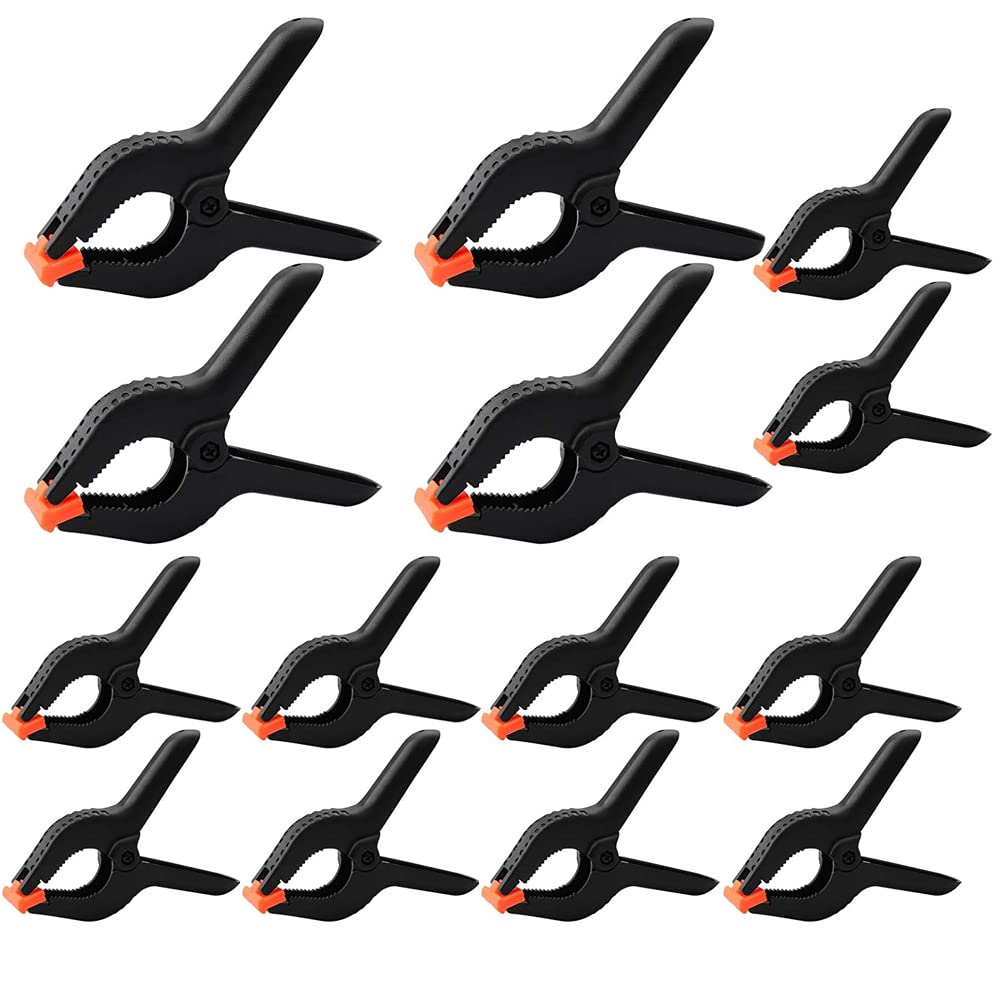 Nylon Spring Clamps,14 Piece Plastic Strong Grip Clips-4 Inch and 6 Inch, The Jaws Open to 60mm