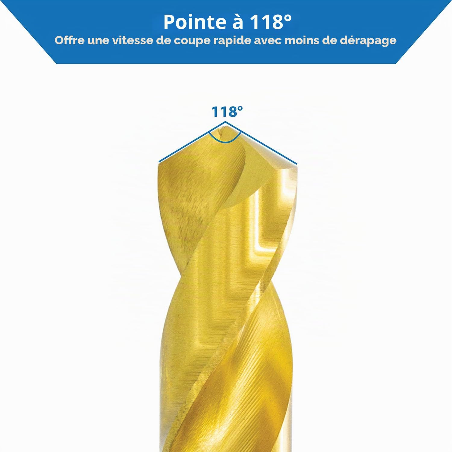 TJR® Lot de 19 forets hélicoïdaux HSS TiN avec étapes de 1 à 10 mm et 0,5 mm - Forets métalliques à centrage automatique DIN 338 Type N 118° - Pour acier inoxydable, acier, aluminium avec