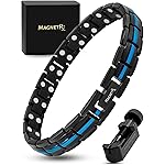 MagnetRX Thin Blue Line Bracelet for Women - Ultra Strength Magnetic Titanium Bracelets - Adjustable Length & Sizing Tool - Police Support Black and Blue Bracelet (Blue Line)