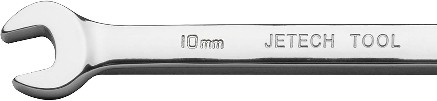 Jetech 10mm Ratcheting Combination Wrench (10 Pack), Industrial Grade Gear Spanners with 12-Point Design, 72-Tooth Ratchet, Made with Forged and Heat-Treated Cr-V Steel in Chrome Plating, Metric