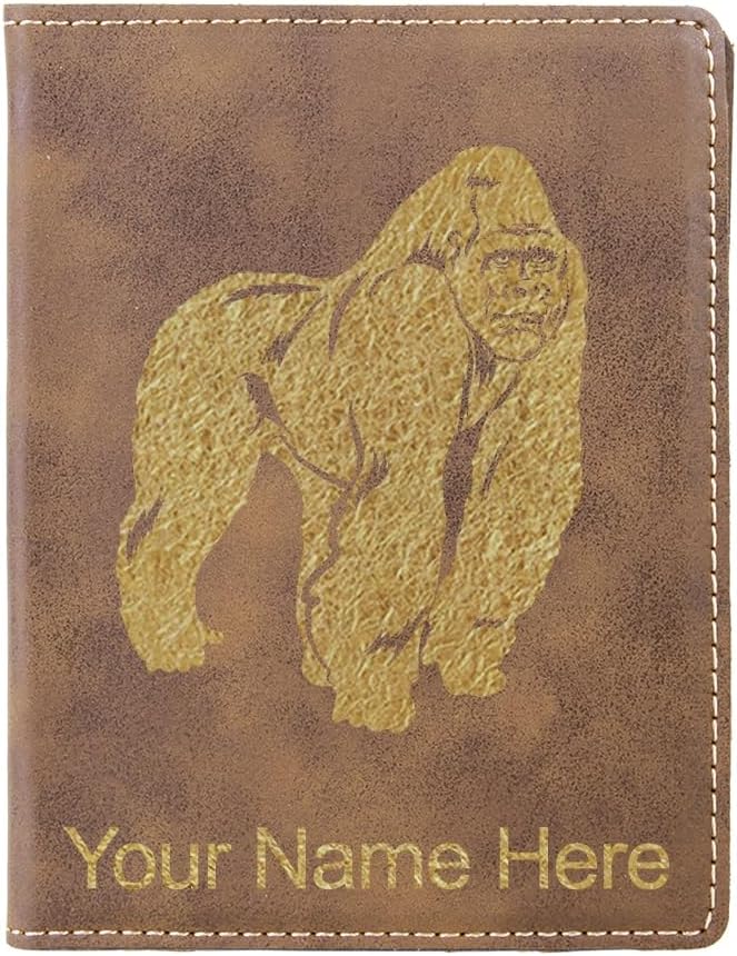 LaserGram Faux Leather Passport Holder, Gorilla, Personalized Engraving Included (Red)
