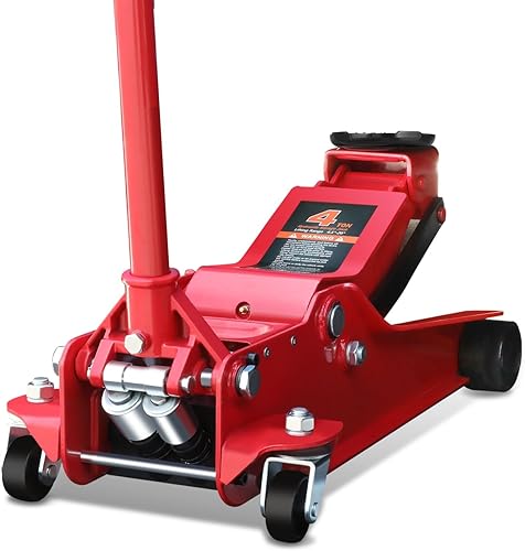 Auto Dynasty Gato de piso de perfil bajo de 4 toneladas, gato hidráulico de acero resistente para automóvil con bomba de elevación rápida de