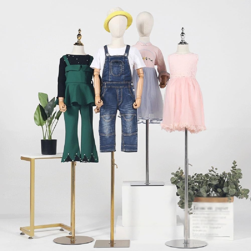 Maniquí Infantil De Sastre, Modelo De Maniquí De Sastre, Altura Ajustable, Brazo De Madera Maciza, Accesorios De Modelo, Tienda De Ropa Infantil, Fotografía De Moda, Base Cuadrada Plateada, B, 4 Años