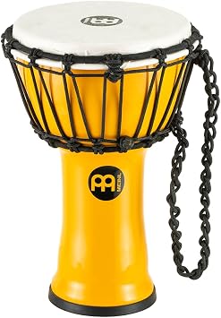 Junior Djembe Hand Drum Circle Instrument, Synthetic Shell and Head NOT MADE IN CHINA Compact Size Rope Tuned,