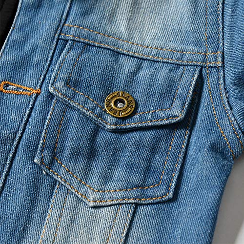 Toddler Baby Denim Jackets Button Down Lapel Zipper Jeans Coat Ripped Hooded Top Fall Cowboy Outwear Overcoat For Kids Girls Boys Hoodie Autumn Trendy Trucker Jackets # Black + Blue 6-12 Months #TOP4
