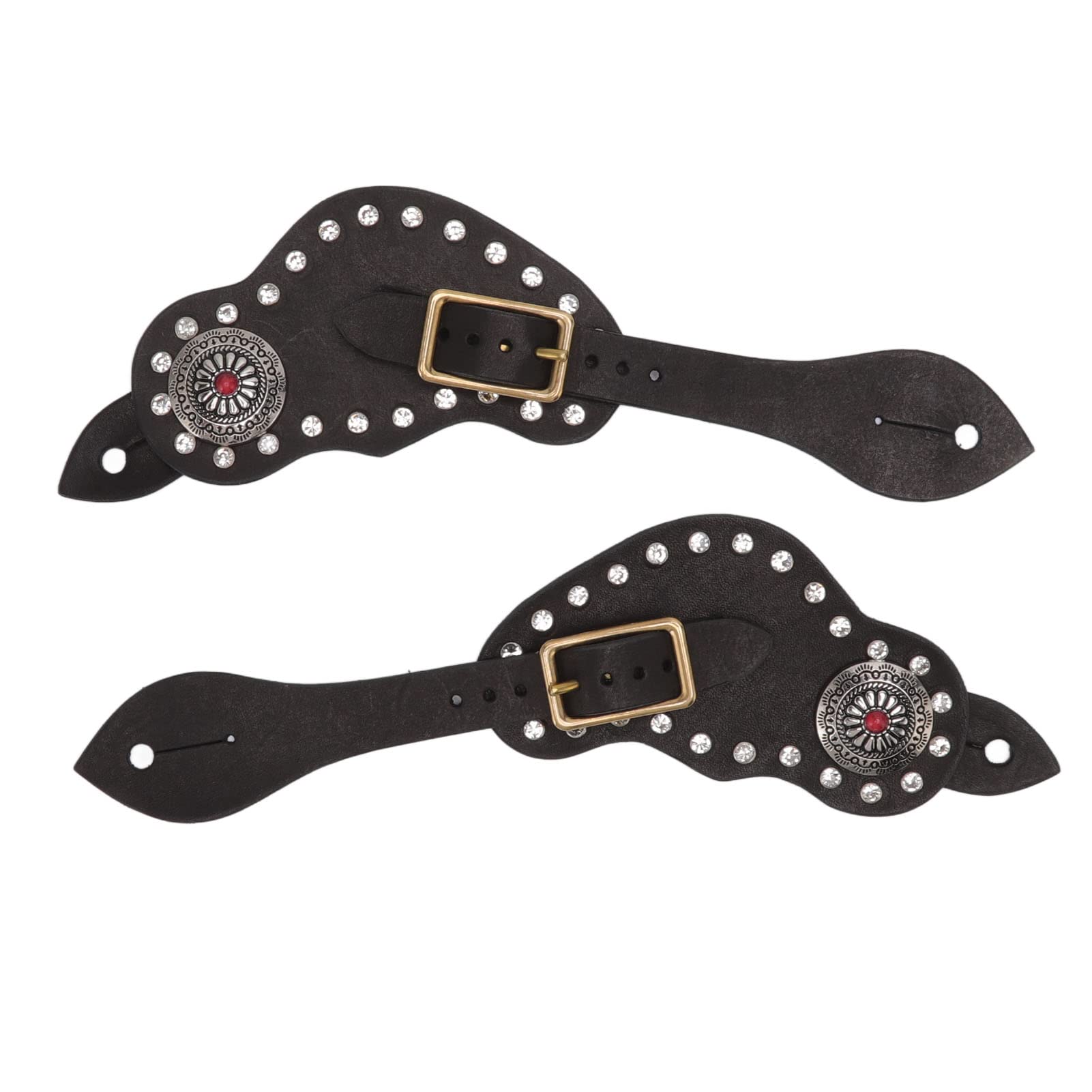 flexman 1Pair Spur Strap, Cow Leather Western Retro Style Horse Riding Spur Belt Ply Reinforced Stitching Spur Straps for Outdoor Equestrian Enthusiasts