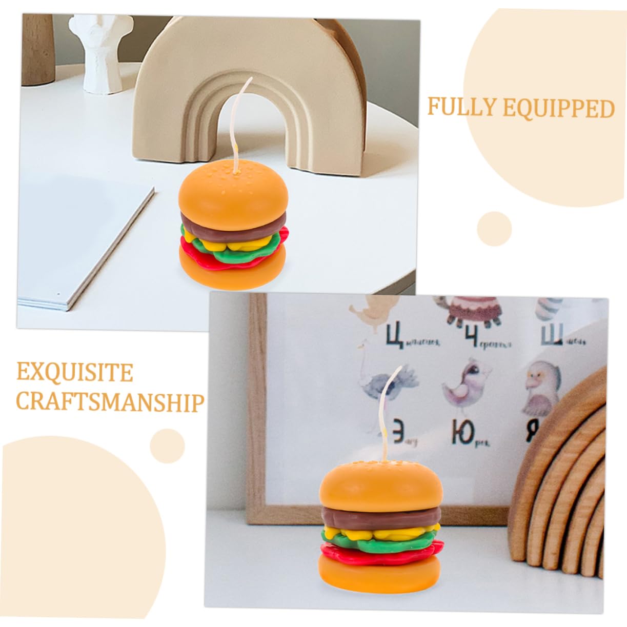 VOSAREA 2pièces Bougie Parfumée Forme De Hamburger Décorative Et Aromathérapeutique Pour Anniversaire Et Occasions Spéciales Ambiance Chaleureuse Et Relaxante Pour Votre Intérieur