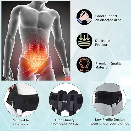 Miniatura 5 de Wonder Care Cinturón de soporte para hernia inguinal, refuerzo de ingle, soporte poscirugía, alivio del dolor de hernia, dos almohadillas de espuma