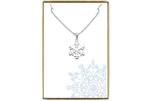 Gold Snowflake Necklace for Women, Sterling Silver Snowflake Necklace, Delicate and Dainty...