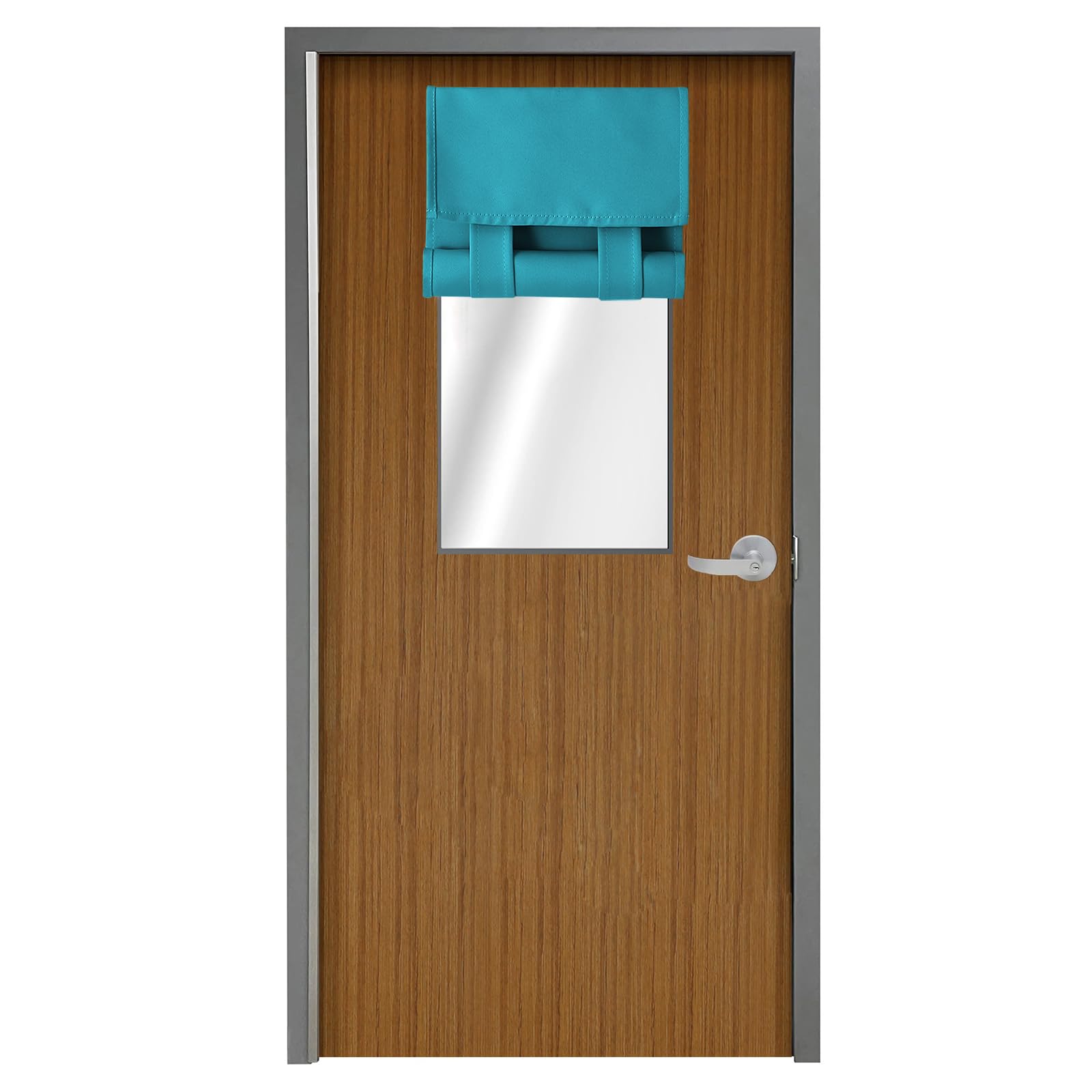 WdFour Classroom Door Window Cover,Blackout Shades for Classroom Windows and Doors，Privacy,Room Darkening Design Blocks Views, Classroom Window Cover Lockdown. 12W x 30L Inches, 1 Panel, Teal Blue.