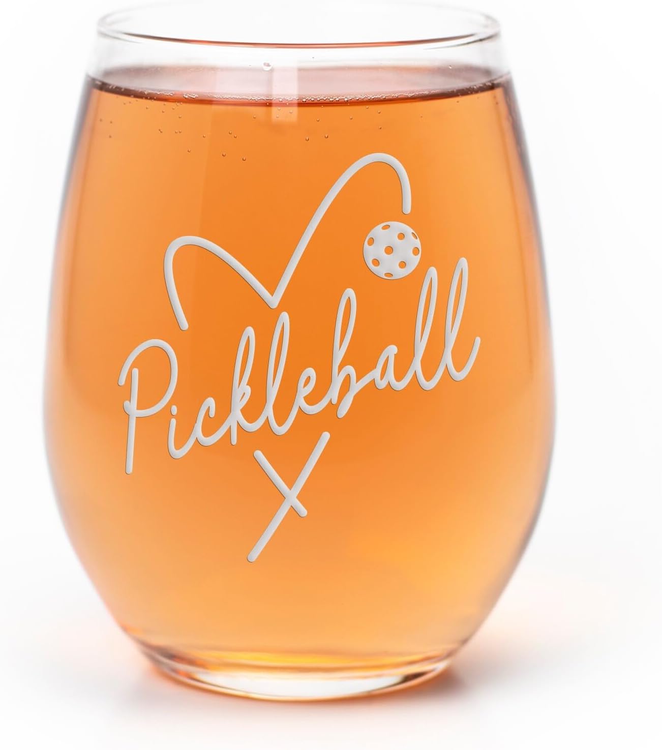 Pickleball Heart Stemless Wine Glass - Rally & Refresh, Gifts for Women, Mom, Grandma, Christmas Gifts - 2 Glasses