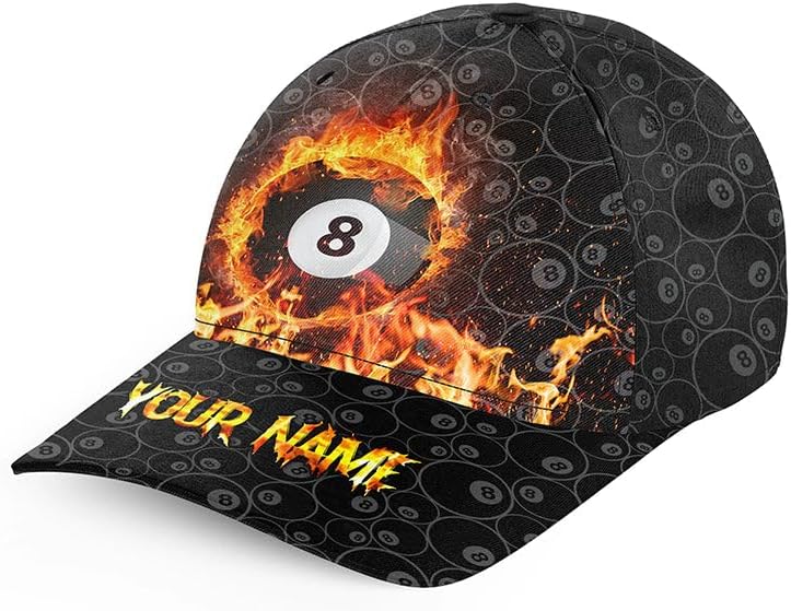 Personalized Billiard Hat, Flame 8 Ball Pool Billiards Hat for Pool Players, Billiard Hats Gifts for Pool Players, Billiard Baseball Cap, Billiard Hats Men, Billiard Cap, Pool Billiard Accessories
