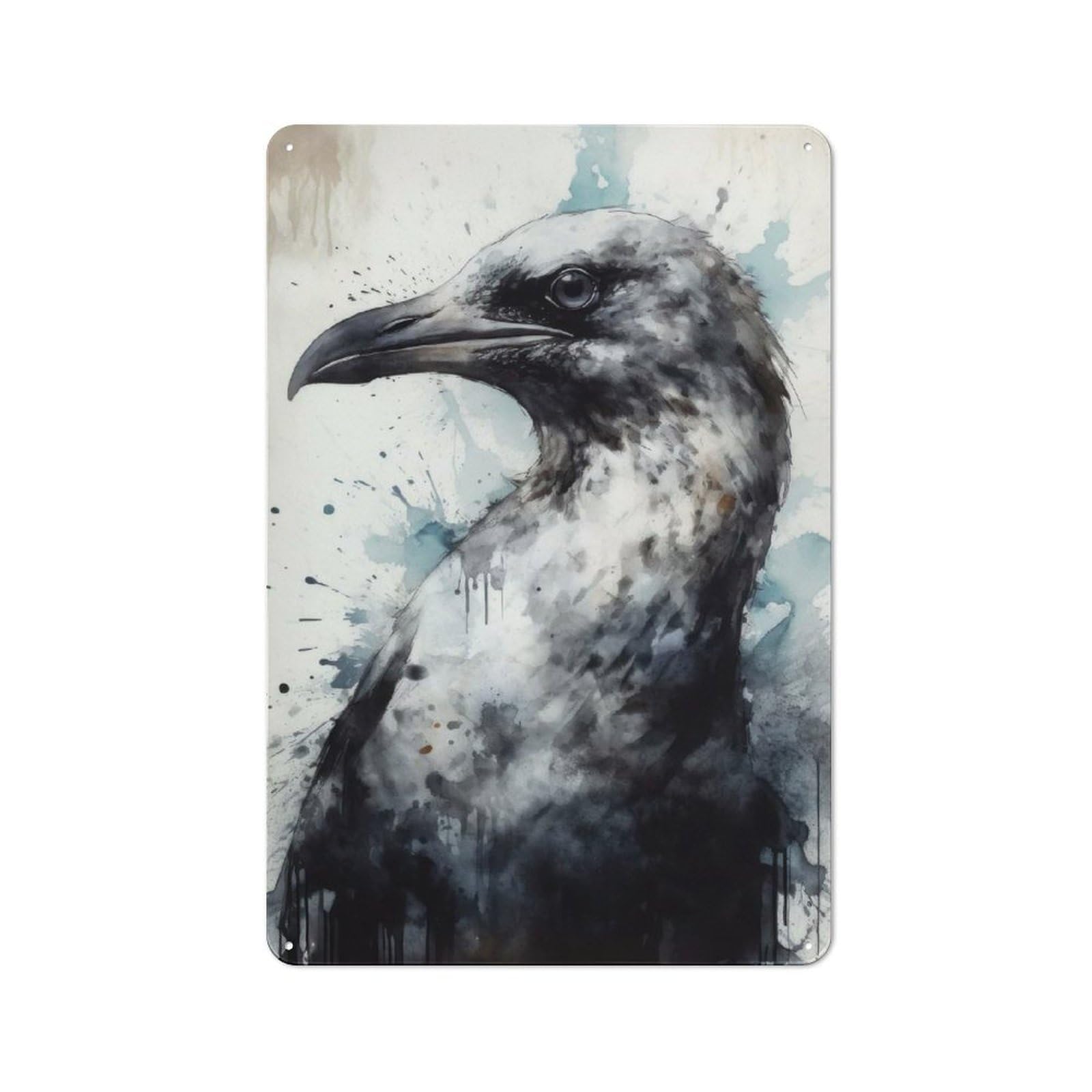 Junmoney Seagull Beauty Watercolor Tin Sign 30X20cm With For Bar Or Restaurant, Retro Decor, For Garage, Workshop And Man Cave Decoration