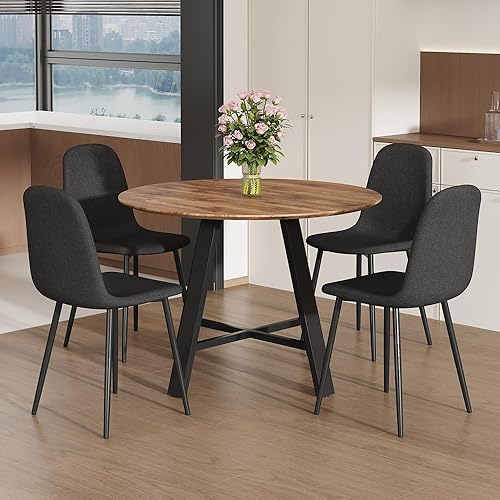 Miniatura 20 de Juego de mesa de comedor redonda para 4, mesa de comedor y sillas de cocina moderna para 4,42 pulgadas, juego de mesa de comedor para 4, juego de