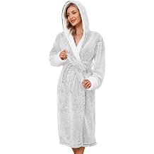 UMIPUBO Womens Dressing Gown with Hooded Ladies Robe Fluffy Super Soft Fleece Plush Bath Robe for Women Housecoat Bathrobe Loungewear Long Robe