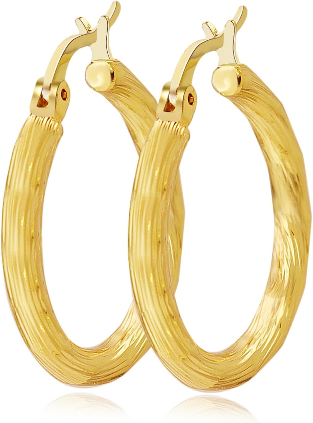 ToHeart 14k Gold Hoop Earrings for Womens Rectangle Hoop Earrings Gold Plated Small Hoops