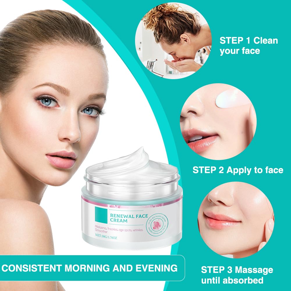 Crème Hydratante Visage Renewal 50g - Pour Mélasma, Taches De Rousseur, Taches De Vieillesse