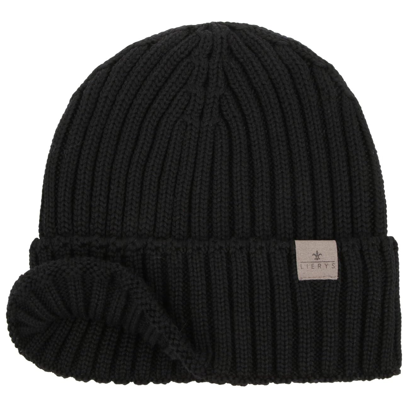 LIERYS Merino Strickmütze Rippstrick Wintermütze Herren Umschlagmütze