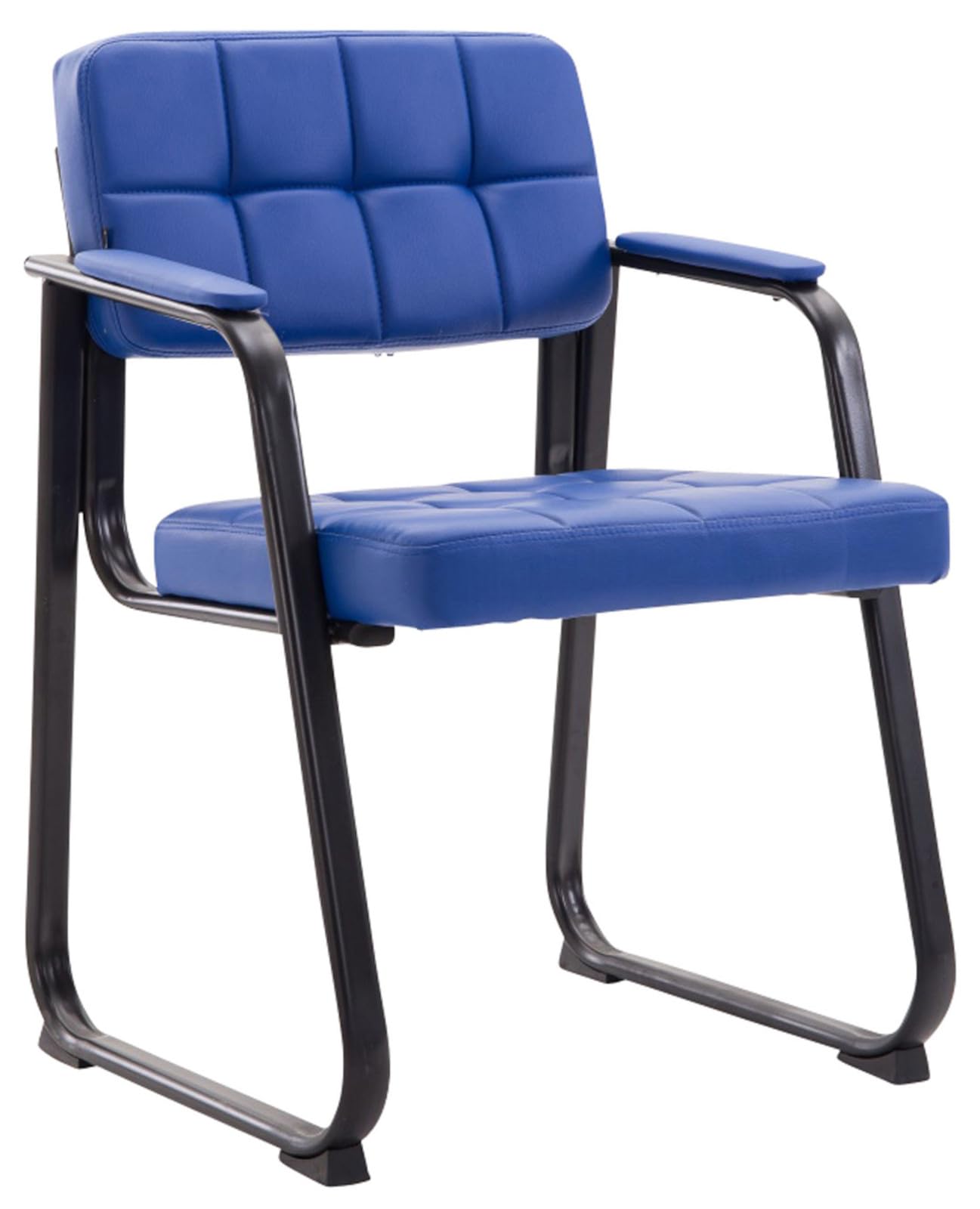 CLP Set di 2 sedie per visitatori Canada B con imbottitura e rivestimento in similpelle I Sedie per sala d'attesa con braccioli e struttura in metallo, Colore:blu