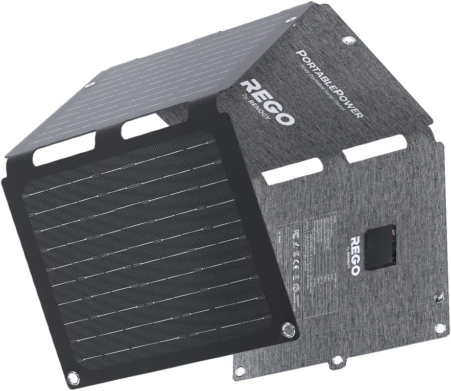 Renogy Solar Panels, E.Flex 30W Portable Foldable Solar Panel Charger, Fast Charging for iPhone, iPad, Laptop, Power Bank, with USB C/USB A/DC Ports, Lightweight IP67 for Camping, Hiking, Outdoor