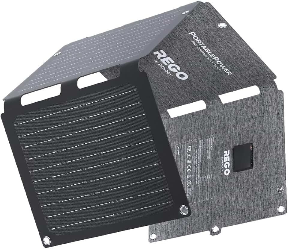 Renogy 30W Portable Solar Panel Charger for Phone, iPad, Tablets, Laptop | USB-C/USB-A/DC Outputs for Phones, Tablets, Laptops And Power Banks during Camping, Hiking, Backpacking and Outdoor Trips