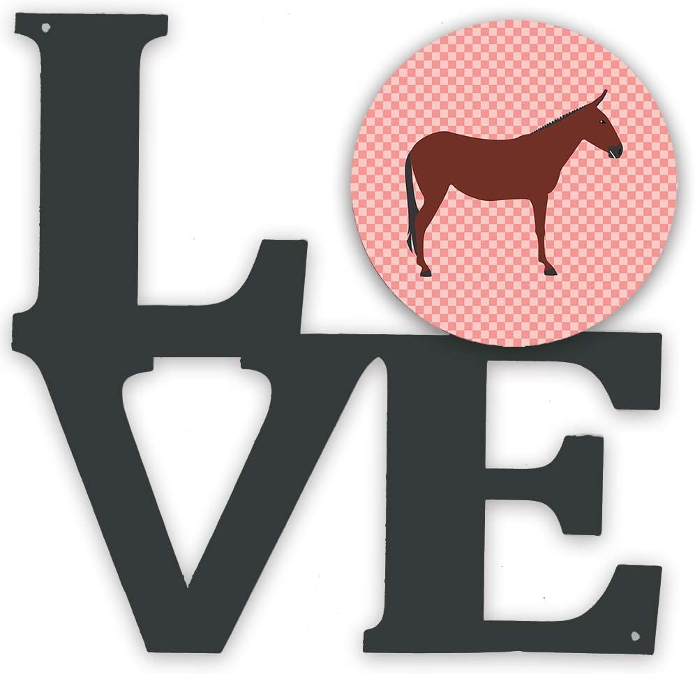 Caroline's Treasures BB7850WALV Hinny Horse Donkey Pink Check Metal Wall Artwork Love Indoor Outdoor Art Decor Patio, Bathroom, Kitchen Colorful Aluminum and Black Steel Sculpture