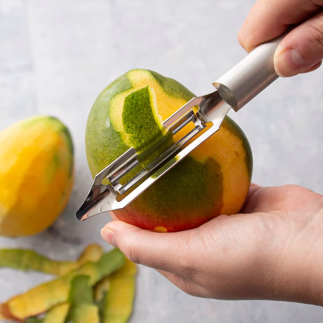 Rada Cutlery Deluxe Vegetable Peeler (R141), 2" Stainless Steel Swiveling Blade, Silver Handle, Pack of 2