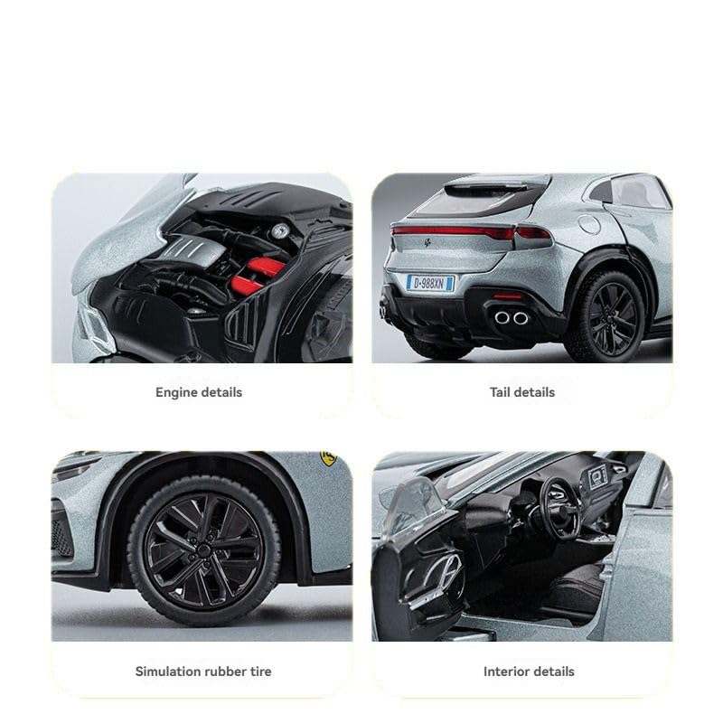 Image of FEXXA 1:32 Scale Ferrari Purosangue SUV Die-Cast Metal Car with Sport car Openable Doors Light and Sound,Pull Back Function Indoor Outdoor Toy for Kids (1.32 Scale-Red)