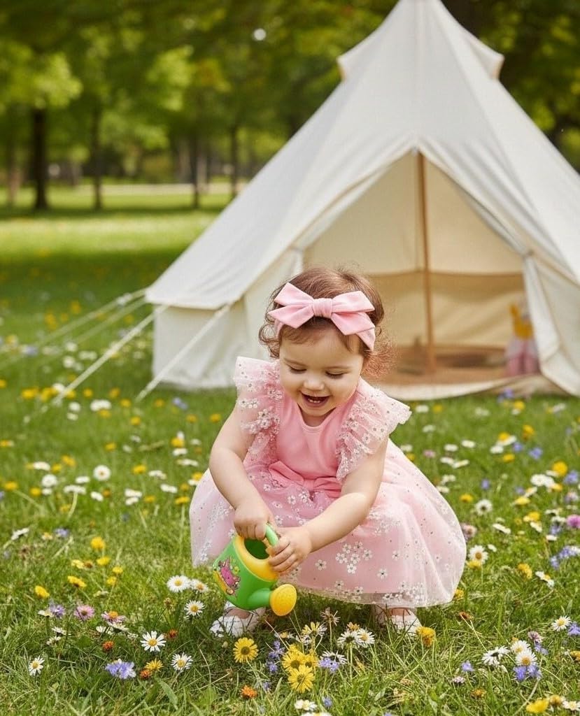 Renotemy Baby Girl Flower Dress Summer, Tutu Tulle Boho Princess Wedding Birthday Party Dresses for Infant Girls 0-18 Months - Image 3