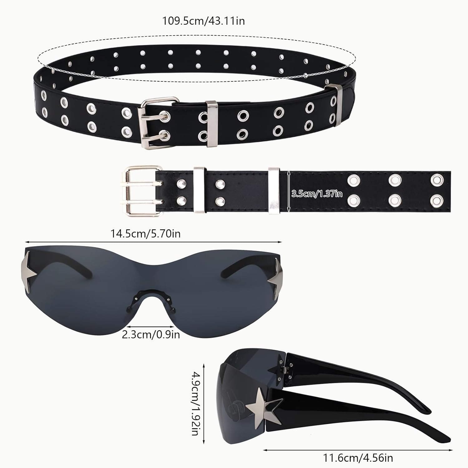 JATEBI Renaissance Pirate Skirt for Women Y2k Lace Tiered Asymmetrical Midi Skirts with Y2K Glasses Punk Belt - Image 4