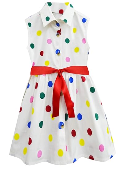 A.T.U.N Girls Cotton Shirt Knee-Length Casual Dress