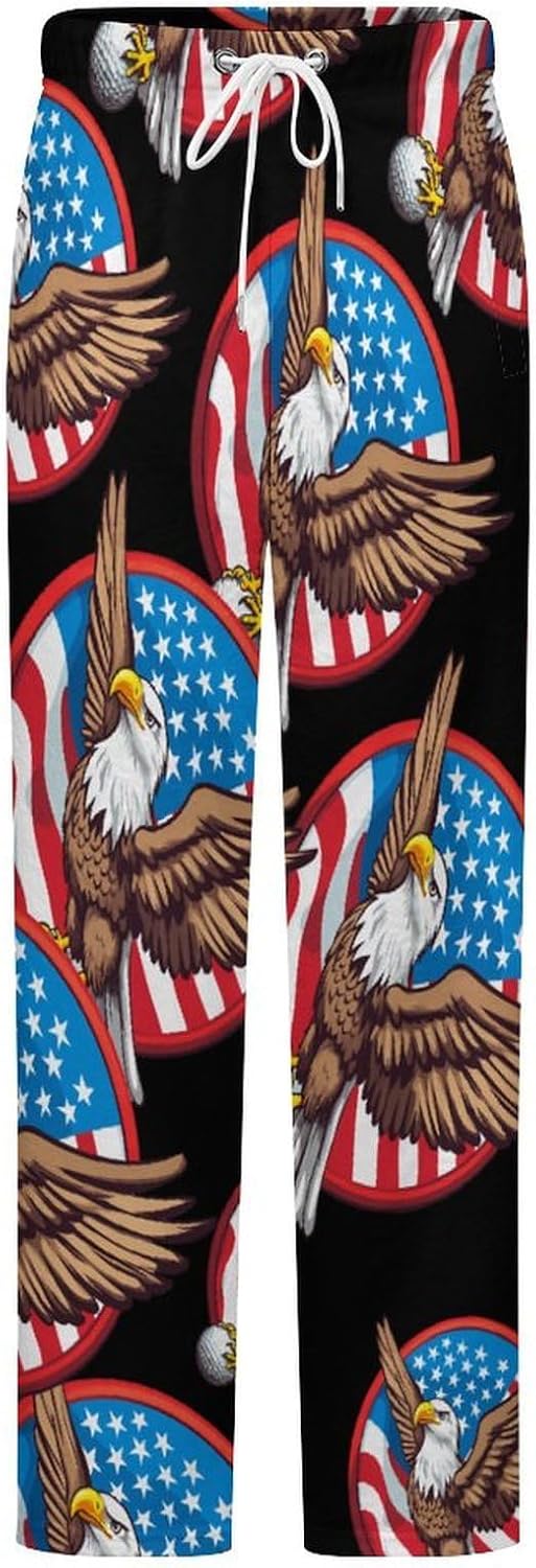Usa Flag Ea-gle Golf Women's Pajamas Flannel Pajama Pant Lounge Bottoms Sleepwear Nightwear for Home