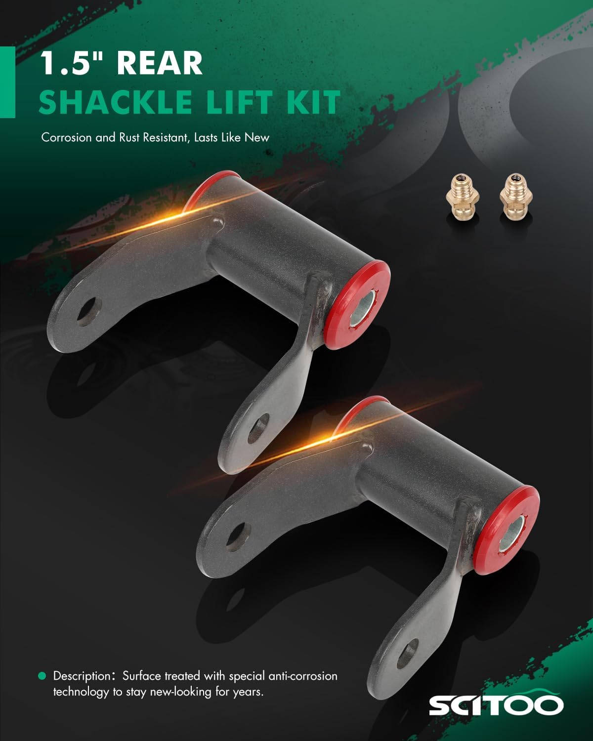 SCITOO Drop Shackle Lowering Shackles Leveling Kit 1.5" Rear Shackle Lift Kit Compatible With 2004-2014 For Ford F150 2Wd 4X4 4Wd 713120