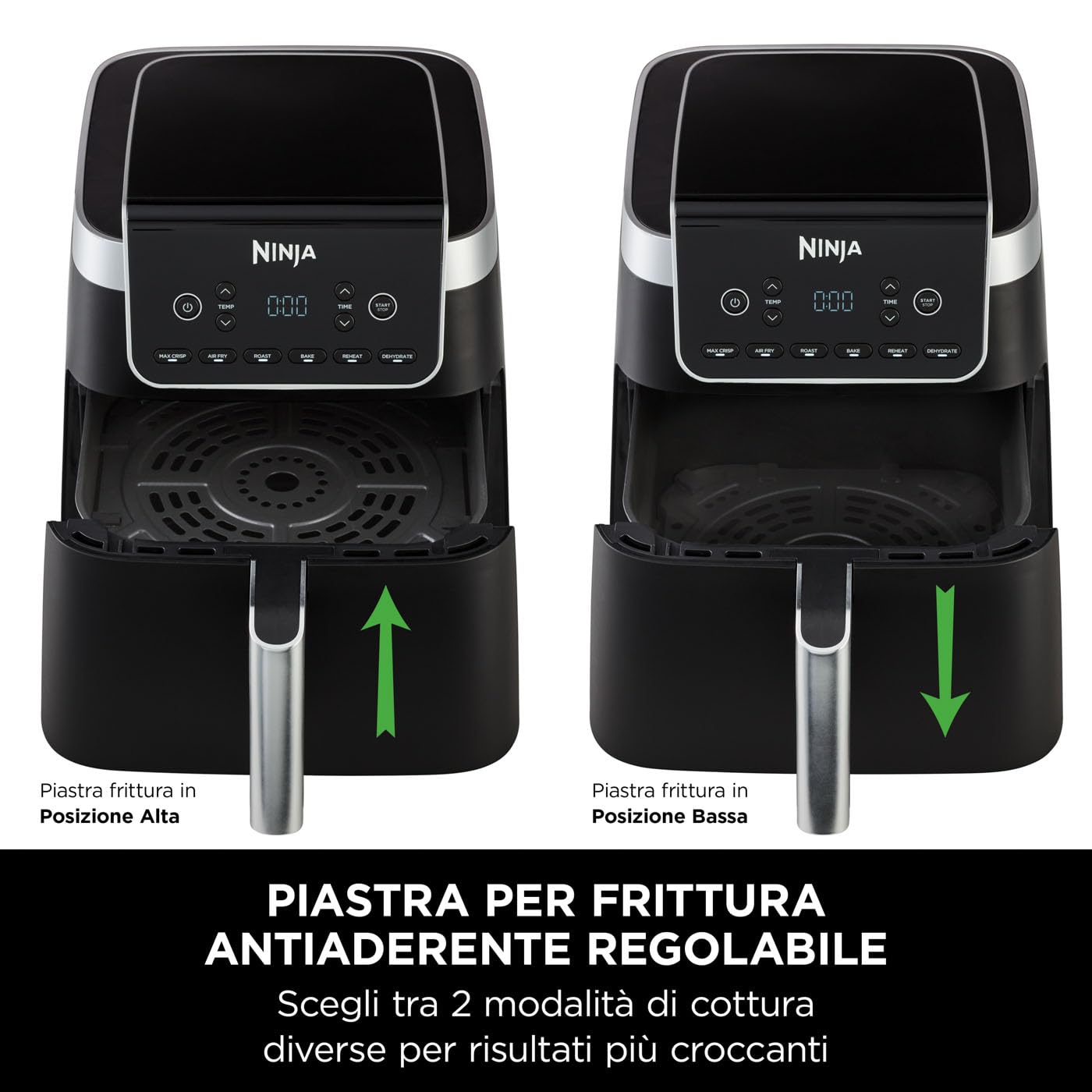 Ninja Friggitrice ad Aria MAX, 6.2L Digitale, 5 in 1, Antiaderente, Cottura Senza Olio, per Arrostire, Cuocere al Forno, Formato Famiglia, Cestello e Piastra Lavabili in Lavastoviglie, Grigio AF180EU