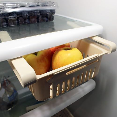 Miniatura 2 de Paquete de 4 organizadores ajustables para refrigerador, nevera, cocina, cajón de almacenamiento, color crema