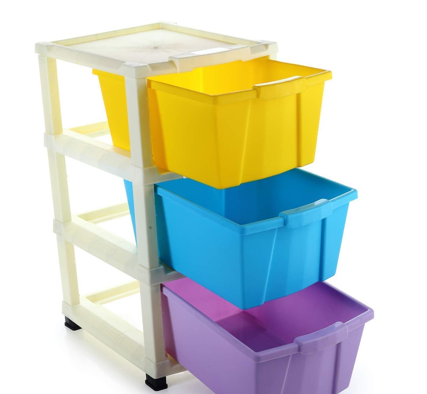 GREATZON Plastic MultiPurpose Use Modular Basket Drawer Storage Rack