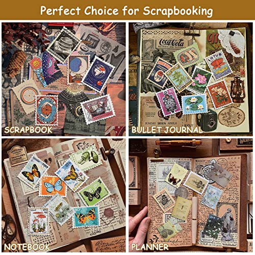 Vintage Scrapbooking Stickers, 184 Pieces Postage Stamp Stickers, Sticker For Scrapbooking, Flowers, Plants, Insects, Butterflies And Astrology 4 Series Of Stamp Stickers For Bullet Journaling, Junk Journal, Planners, Diary #TOP5
