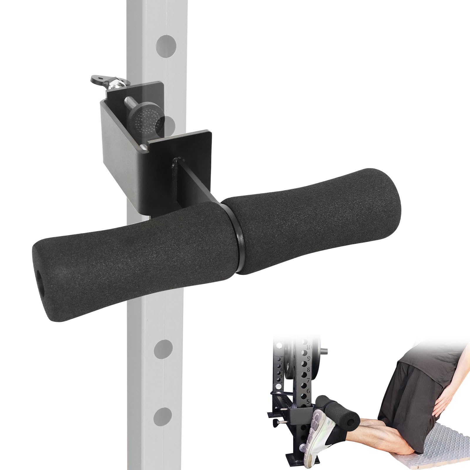 Nordic Curl Squat Rack Attachment: Leg Extension Attachment for Nordic Hamstring Curl, Sit-ups, Bulgarian Split Squat & Ab Workout for Gym Home