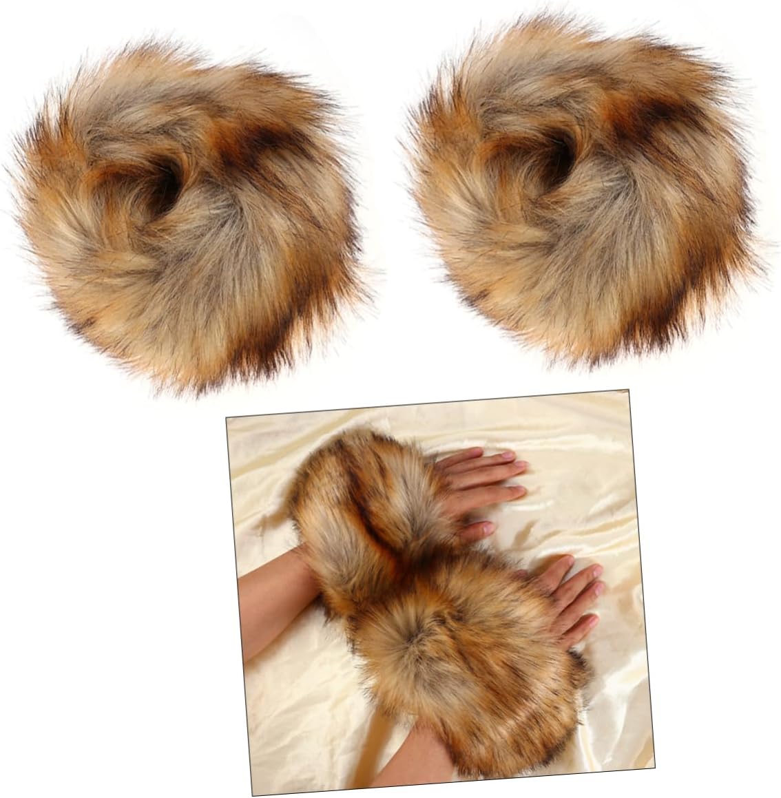 Faux Fur Arm Warmers for Women Elastic Wrist Cuff Bands Furry Wrist Warmers for Costumes One Size Cozy Winter Accessories