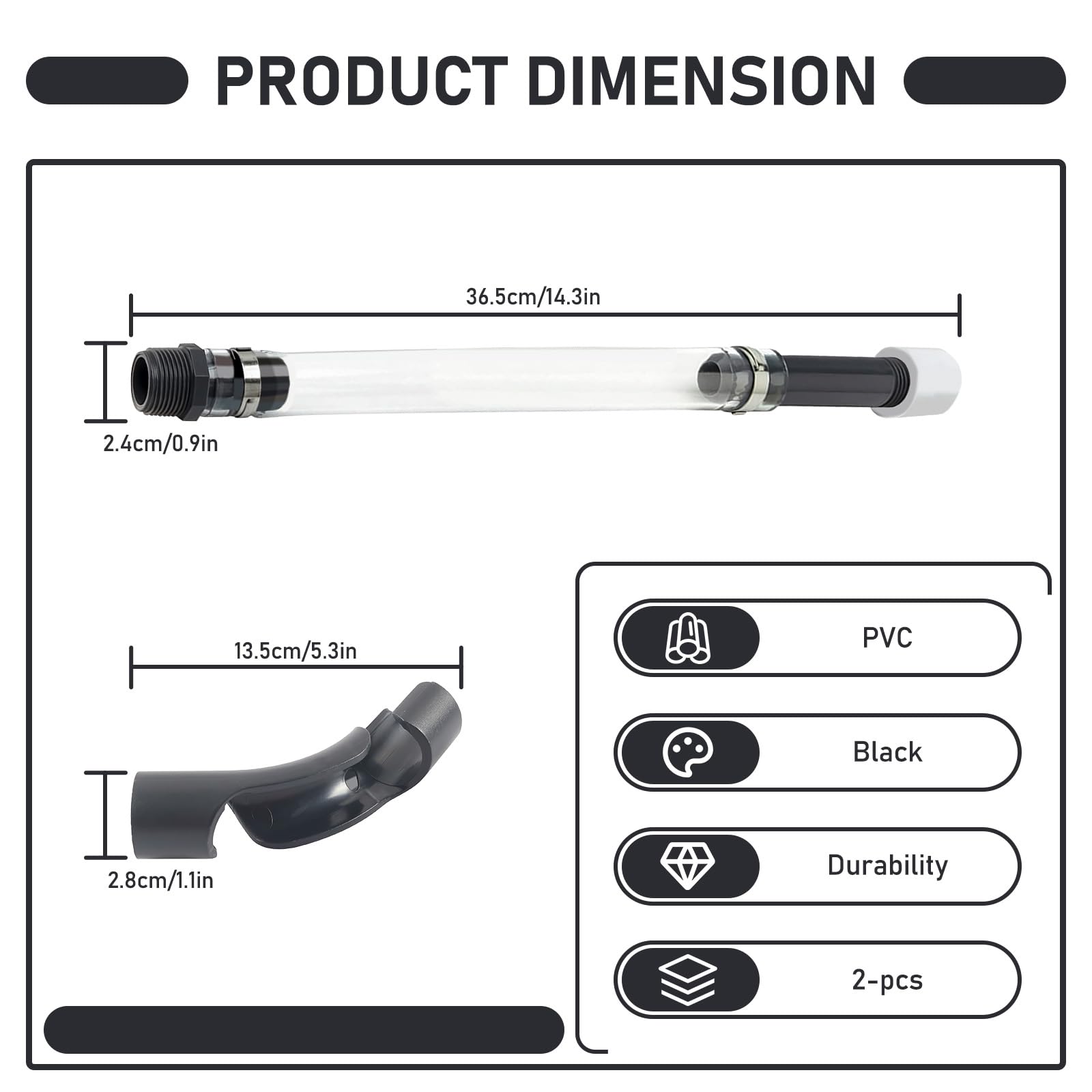 Yitexin 4 Pièces Tuyau de Bidon de Carburant de Course avec Embout Coudé, Bec Verseur pour Voitures de Course et Véhicules, Tube Essence pour Camions, Bateaux, et Réservoirs (noir et gris)