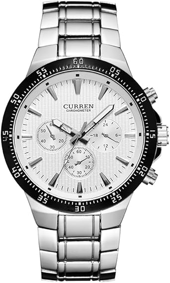 Amazon.com: CURREN Men Watch Waterproof Business Casual Luxury Watch  Stainless Steel Material Band 8063 (Silver White) : Clothing, Shoes \u0026  Jewelry