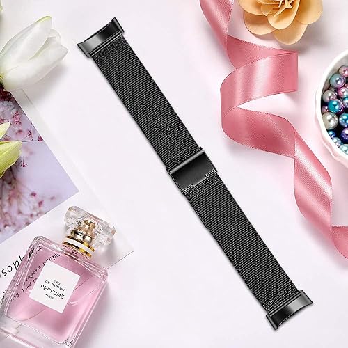 Miniatura 2 de FitTurn Correa delgada para reloj inteligente Fitbit Charge 6Charge 5, correa de reloj ajustable de malla de acero inoxidable, correa femenina de